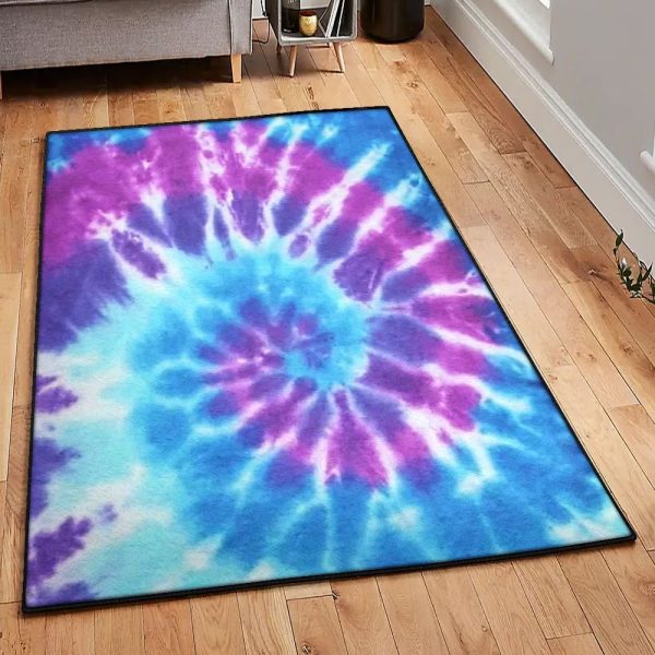 Bow Tie Rugs Tie Dye Rug Rectangle Rugs Washable Area Rug Non-Slip Carpet For Living Room Bedroom