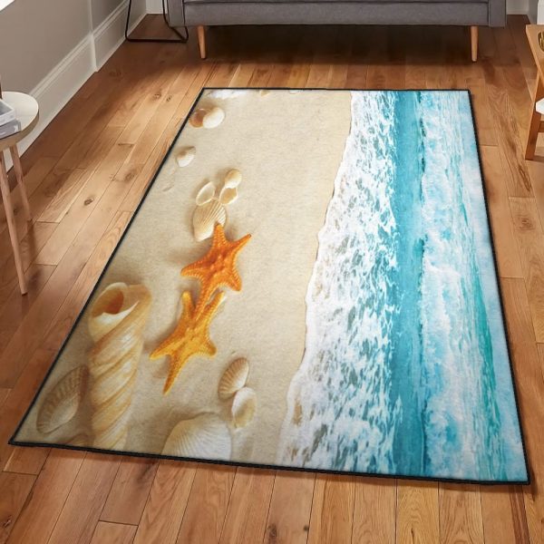 Sea Carpet Beach Rug Rectangle Rugs Washable Area Rug Non-Slip Carpet For Living Room Bedroom