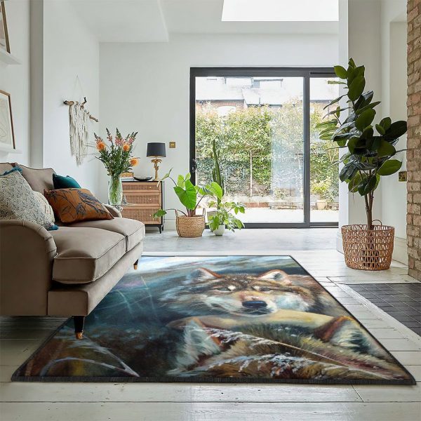 Wolf Gift Carpet Wolves Rug Rectangle Rugs Washable Area Rug Non-Slip Carpet For Living Room Bedroom