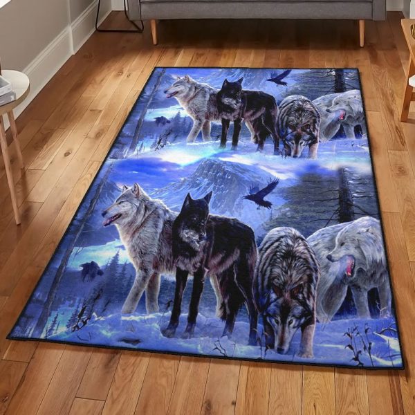 Canis Lupus Carpets Winter Wolf Rug Rectangle Rugs Washable Area Rug Non-Slip Carpet For Living Room Bedroom