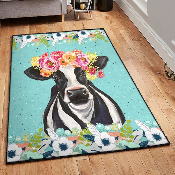 Cow Modern Rugs Cow Personalized Rug Rectangle Rugs Washable Area Rug Non-Slip Carpet For Living Room Bedroom