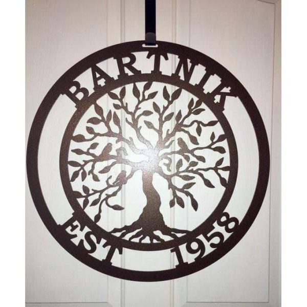 Olive Tree Of Life Family Established Sign, Cut Metal Sign, Metal Wall - Image 2