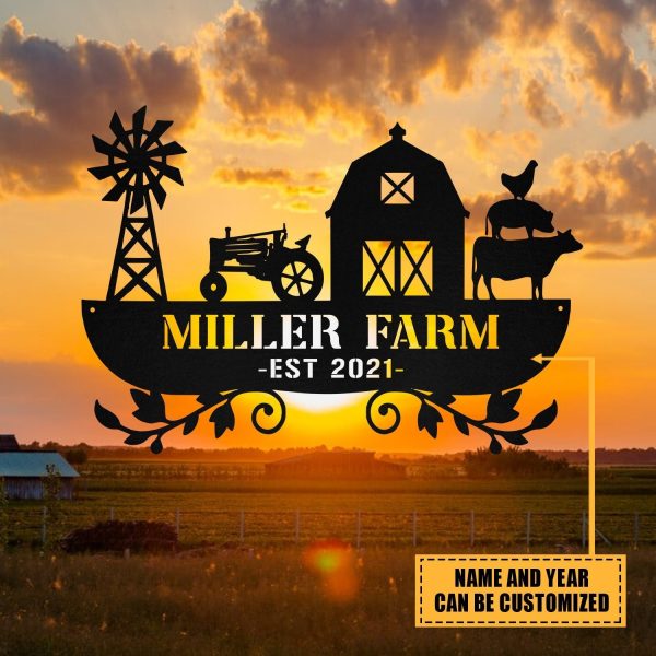 Personalized Metal Farm Sign Barn Cow Cattle Pig Rooster Chicken Monog - Image 2