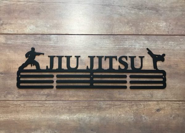 Jiu Jitsu Medal Hanger Holder Display Rack 3 Rung Cut Metal Sign Decor