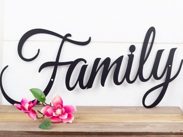 Family Sign Metal Sign Wall Hanging Family Script Metal Wall Decor Sig