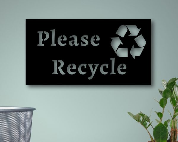 Please Recycle Metal Sign Metal Please Recycle Sign Office Sign Metal