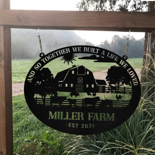 Personalized Metal Farm Sign Barn Cow Horse Pig Chicken Monogram, Meta - Image 3