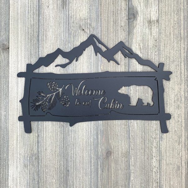 Welcome To Our Cabin Metal Sign Cutout Cut Metal Sign Wall Metal Art D