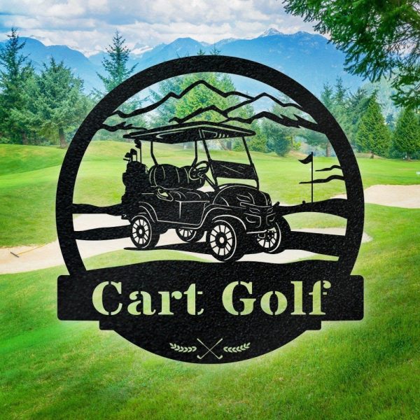 Golf Cart Custom Monogram Metal Sign Decor Personalized Metal Sign Per