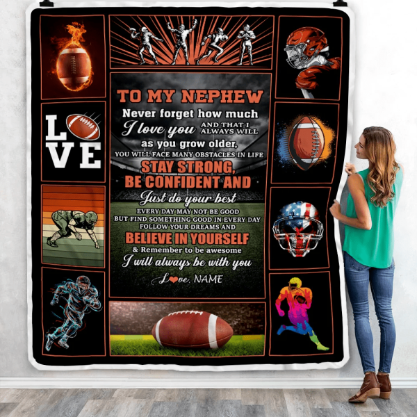Personalized Football To My Nephew Blanket From Aunt Auntie Uncle Beli - Image 5