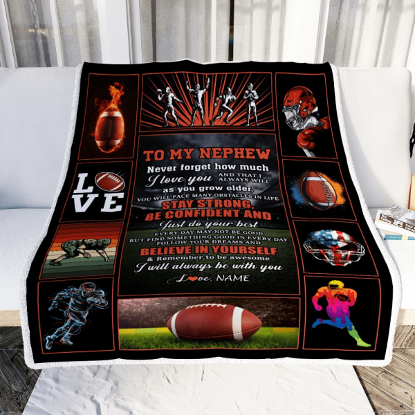 Personalized Football To My Nephew Blanket From Aunt Auntie Uncle Beli - Image 4