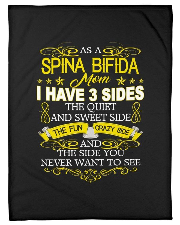 Spina Bifida Mom Has 3 Sides Custom Design Fleece Blanket