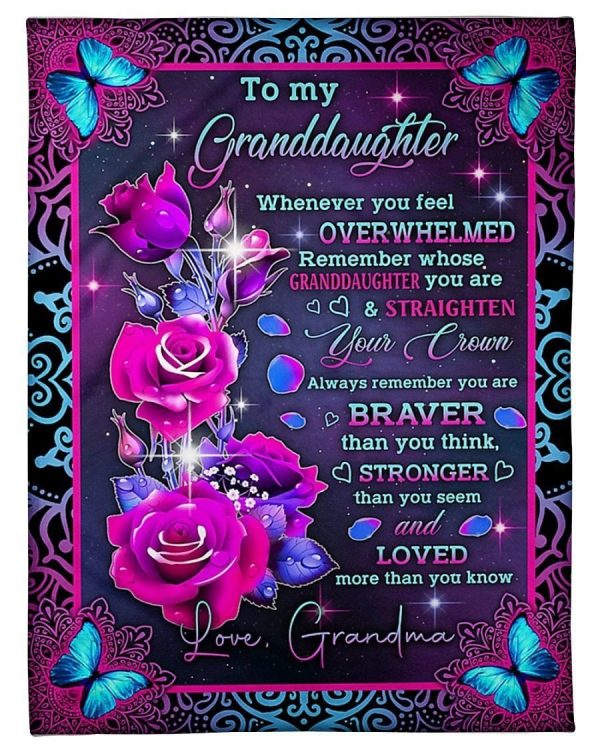 Loved More Than You Know Roses To Granddaughter Fleece Blanket Fleece