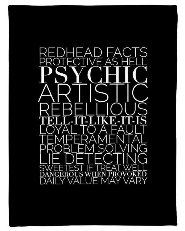 Redhead Facts Protective As Hell Psychic Artistic Rebellious Fleece Bl