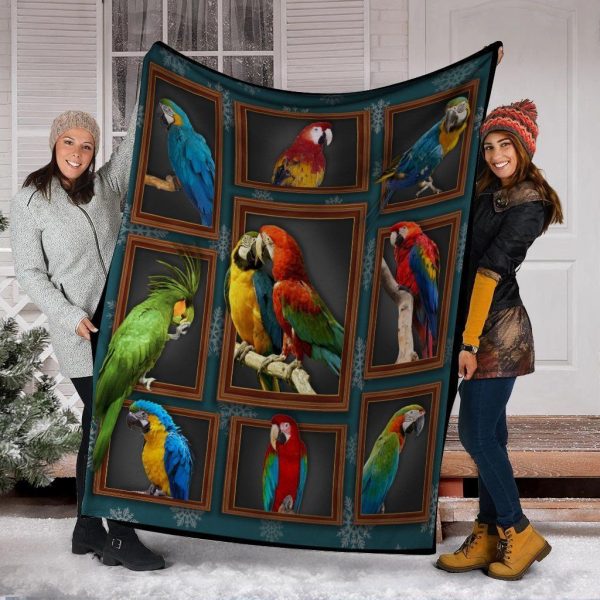 3d Parrot Bird Lover Gift Printed Fleece Blanket - Image 2