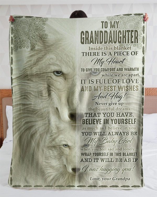 Grandpa Gift For Granddaughter Fleece Blanket It Is Full Of Love Wolf - Image 2