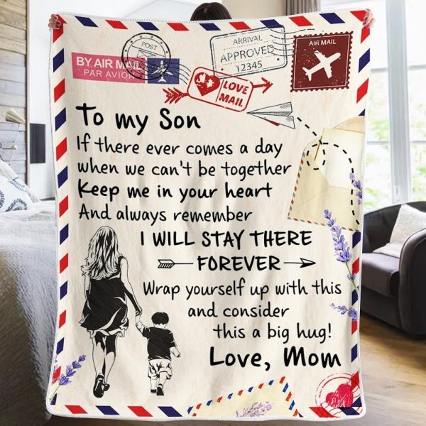 To My Son Keep Me In Your Heart Soft Fleece Blanket - Image 2