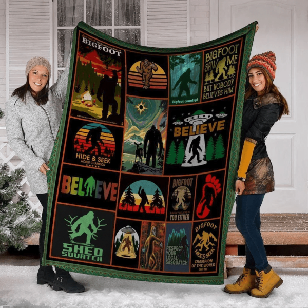 Bigfoot Sasquatch Yeti Believe Fleece Blanket - Image 2