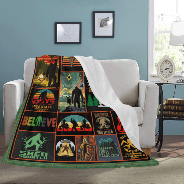 Bigfoot Sasquatch Yeti Believe Fleece Blanket - Image 3