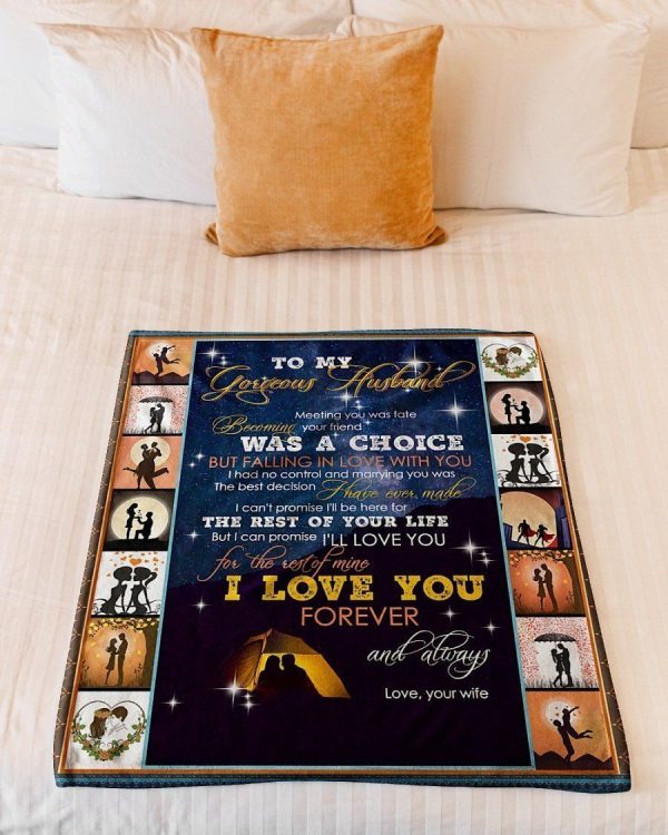 Camping To My Husband Meeting You Was A Fate Fleece Blanket - Image 3