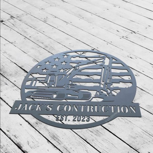 Personalized Excavator Metal Sign Led Light, Excavator Name Metal Wall - Image 3