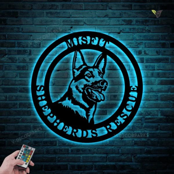 German Shepherd Established Sign, Metal Wall Art With Led Lights, Meta - Image 2