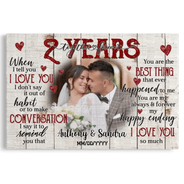 Personalized Photo Canvas Prints, Gifts For Couples, Happy 2nd Anniversary Gift For Husband And Wife, Together And Forever When I Tell You Dem Canvas - Image 8