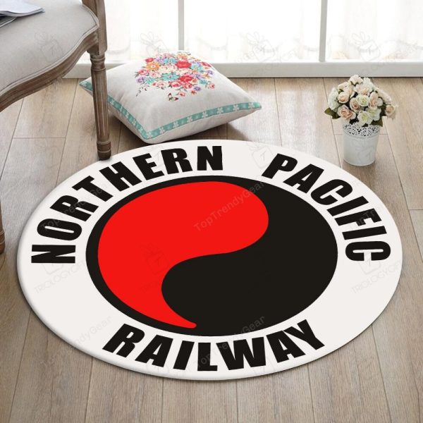 Northern Living Room Round Mat Circle Rug Northern Pacific Railway - Image 2