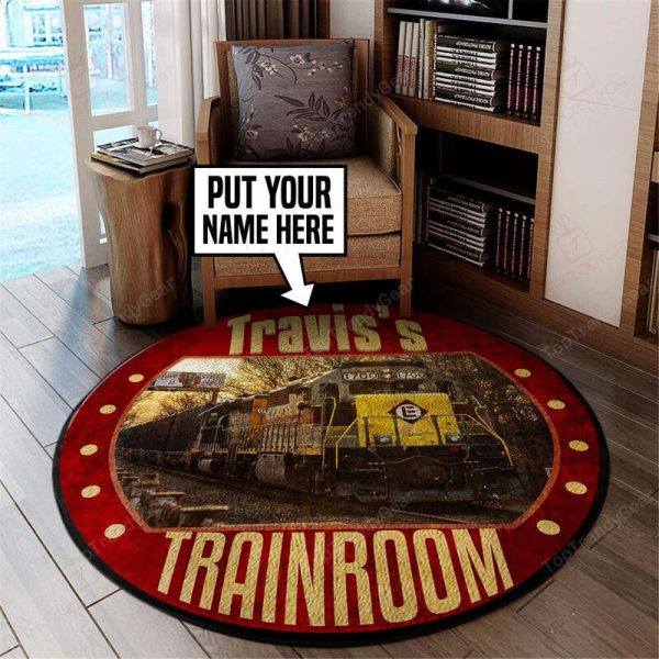 Personalized Erie Lackawanna Railroad Living Room Round Mat Circle Rug - Image 2