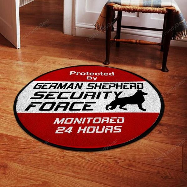 Protected By German Shepherd Security Force Living Room Round Mat Circle Rug - Image 2