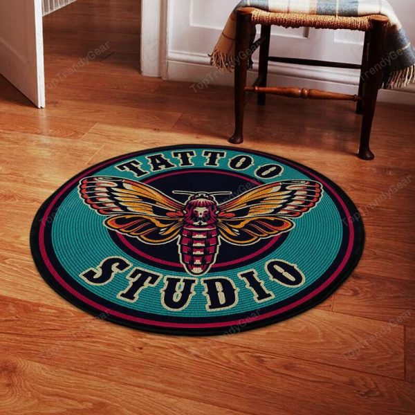 Dead Moth Tattoo Living Room Round Mat Circle Rug - Image 2