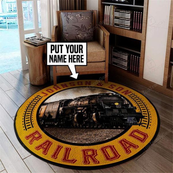 Personalize Union Pacific Big Boy 4Round Floor Mat Room Rugs Carpet Outdoor Rug Washable Rugs - Image 2