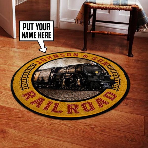 Personalize Union Pacific Big Boy 4Round Floor Mat Room Rugs Carpet Outdoor Rug Washable Rugs