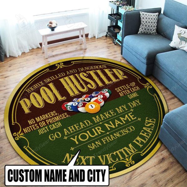 Personalized Pool Hustler Round Mat Round Floor Mat Room Rugs Carpet Outdoor Rug Washable Rugs - Image 3