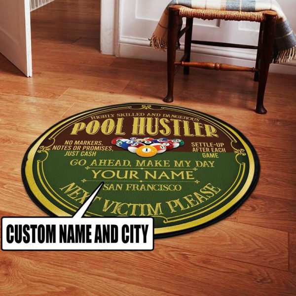 Personalized Pool Hustler Round Mat Round Floor Mat Room Rugs Carpet Outdoor Rug Washable Rugs