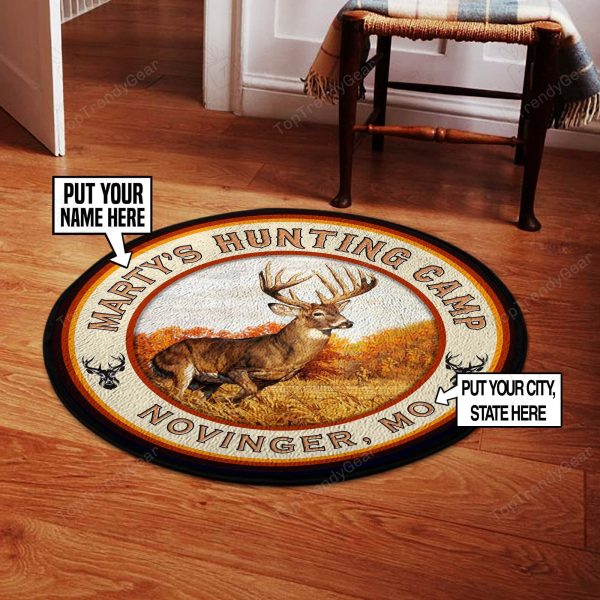 Personalized Hunting Camp Round Rug, Carpet 10488 - Image 4