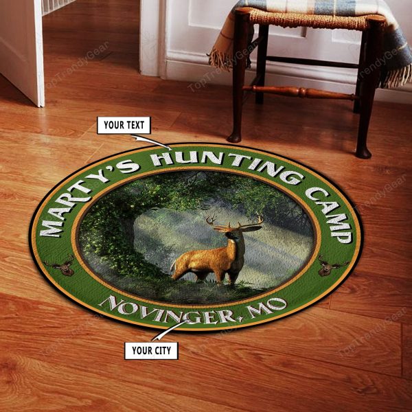 Personalized Hunting Camp Round Rug, Carpet 10488 - Image 8