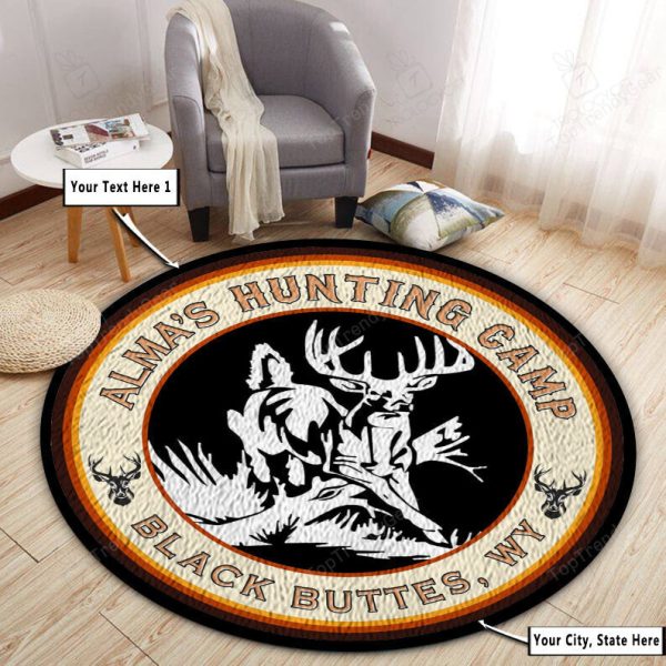 Personalized Hunting Camp Round Rug, Carpet 10488 - Image 7