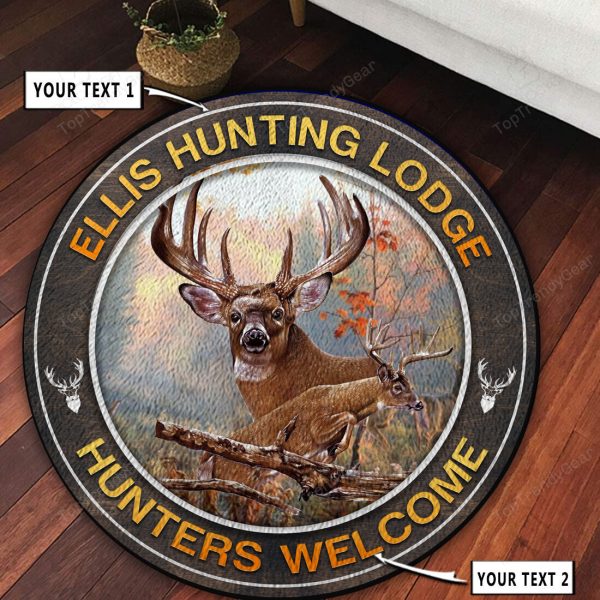 Personalized Deer Hunting Lodge Decor Round Rug, Carpet 10503 - Image 2