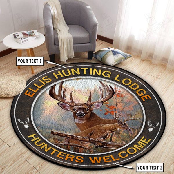 Personalized Deer Hunting Lodge Decor Round Rug, Carpet 10503 - Image 3