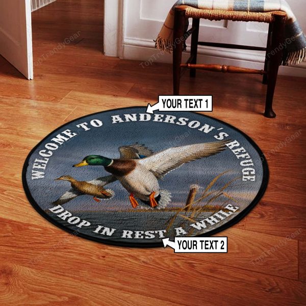 Duck Hunting Welcome Round Rug, Carpet 06893 - Image 2