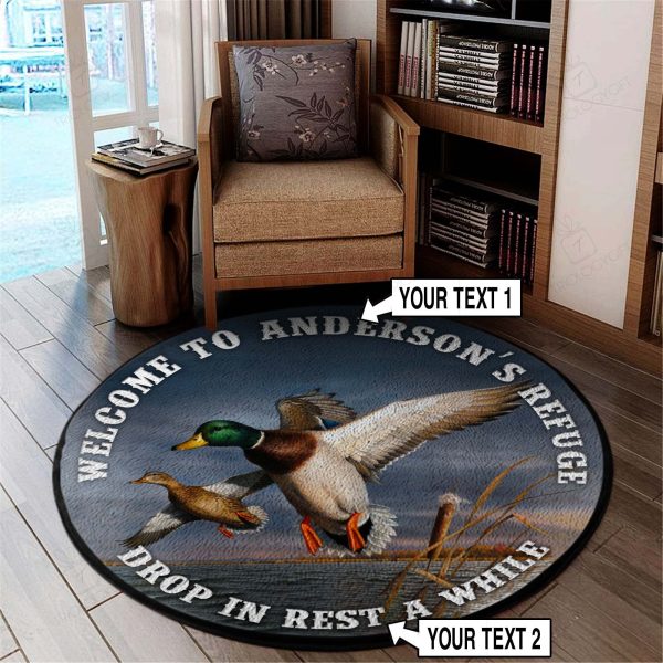 Duck Hunting Welcome Round Rug, Carpet 06893