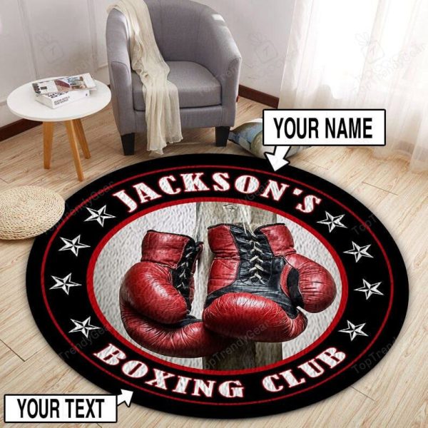 Personalized Boxing Red Gloves Round Rug, Carpet 07900 - Image 2