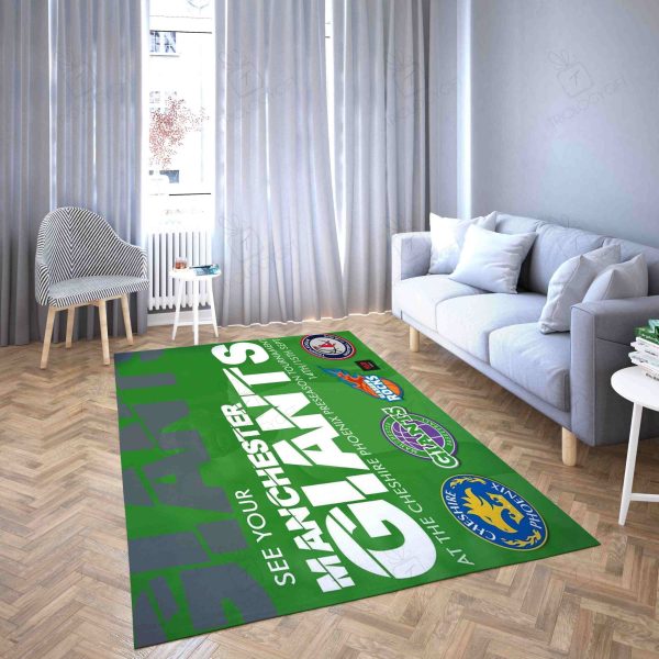 Manchester Giants Basketball Club Logo While Text Creative Interesting Rectangle Area Rugs Carpet For Living Room, Bedroom, Kitchen Rugs, Non-Slip Carpet Rp121622 Print