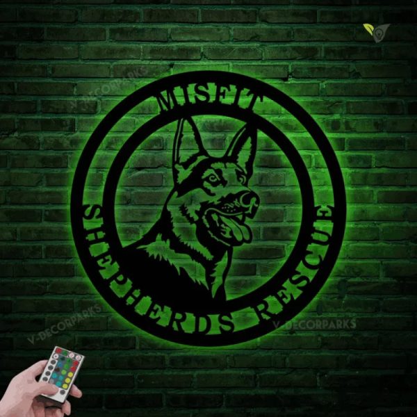 German Shepherd Established Sign, Metal Wall Art With Led Lights, Meta - Image 3