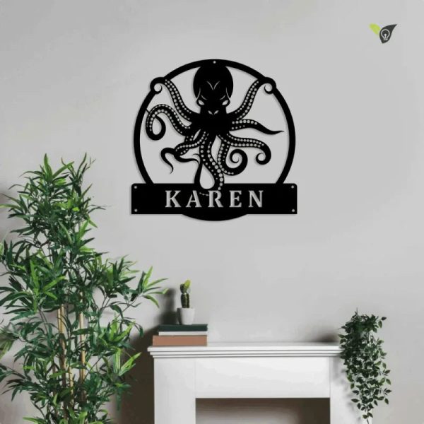 Personalized Octopus Metal Wall Art With Led Lights, Custom Octopus Me - Image 4